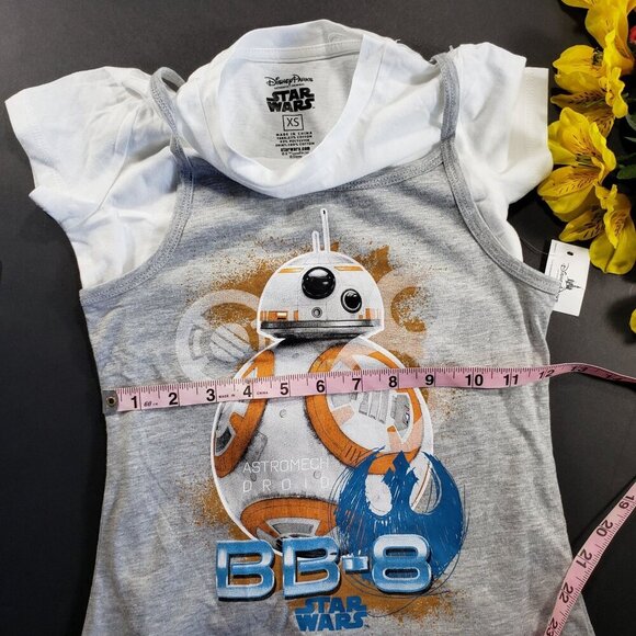 Disney Star Wars BB 8 Blouse Girl Tank Short Sleeved Shirt Graphic Tee Shirt - Picture 10 of 12